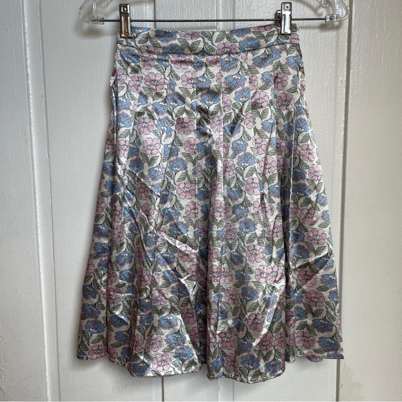 Zara Girls’ Midi Satin Pastel Flower Skirt - Picture 1 of 7